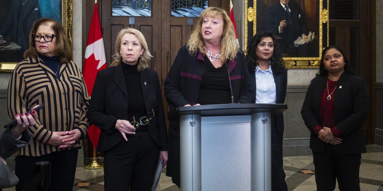 The House Status of Women Committee, chaired by Conservative MP Marilyn Gladu, centre.